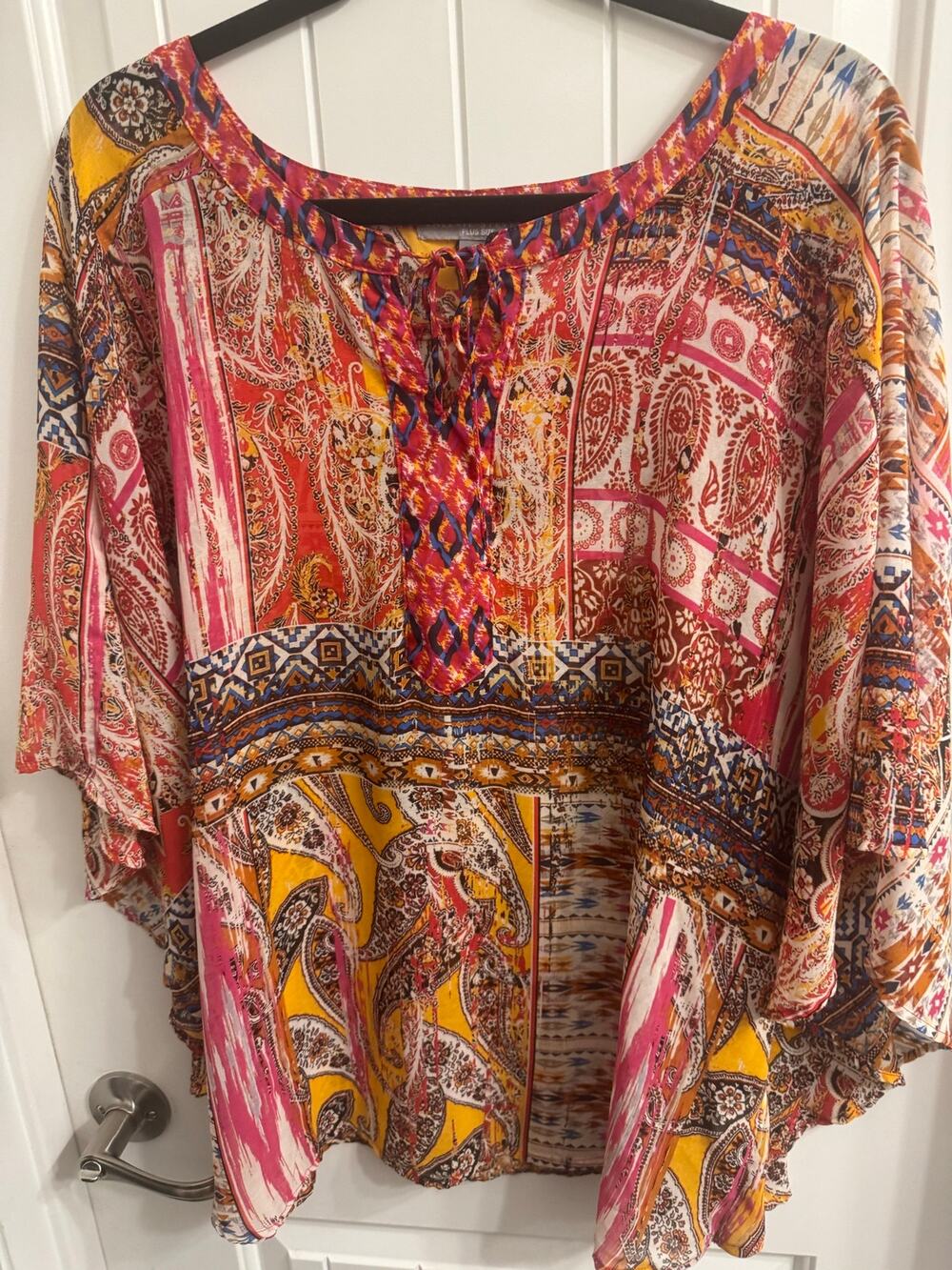 Valerie Stevens 2X Bohemian Paisley Print Top